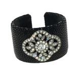 Black Stingray Cuff with Antique Paste Slides Black Stingray Cuff with Antique Paste Slides
