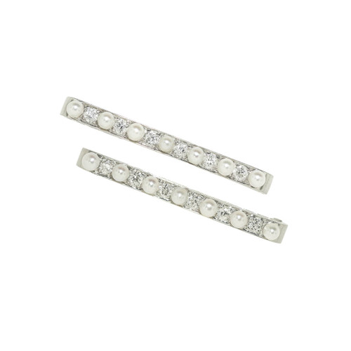 A Pair of Vintage Platinum, Diamond and Pearl Pins