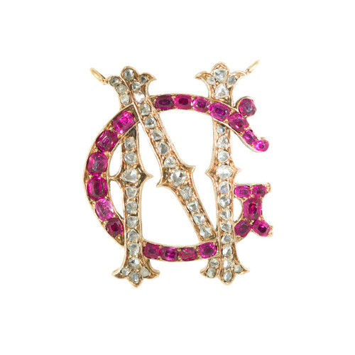 Antique Ruby and Diamond Letter Pendant