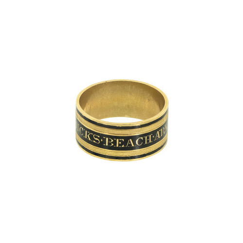 Antique Georgian mourning ring, memorial ring, enamel and gold mourning ring