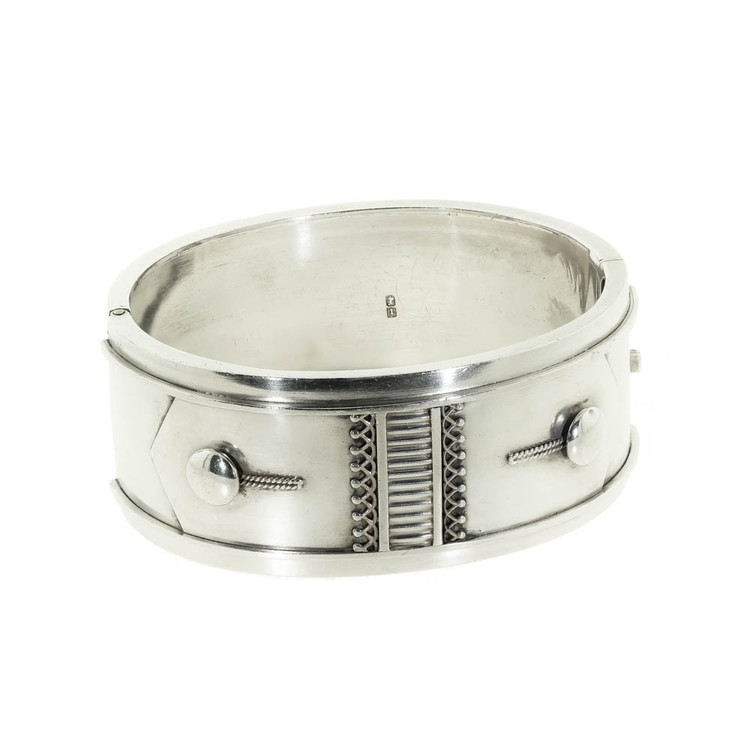 Antique Victorian Silver Bangle Bracelet Shirt Cuff, Corset
