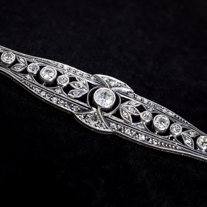 Chrysanthemum 1.85-Carat Old European Cut Diamond and Pearl Brooch  Attributed to Marcus & Co.