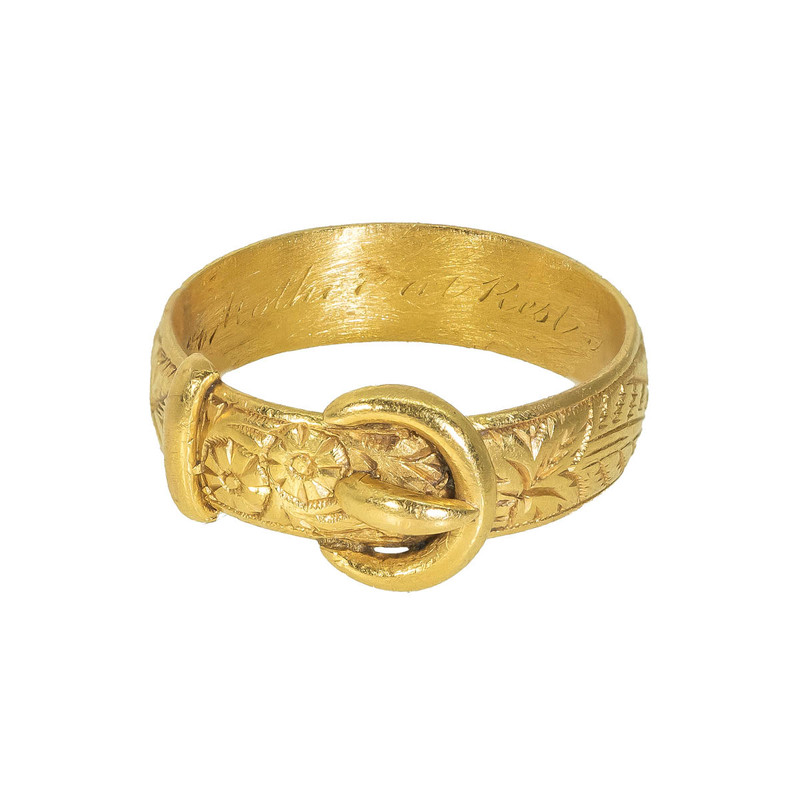 Estate Edwardian 18K Yellow Gold Buckle Ring