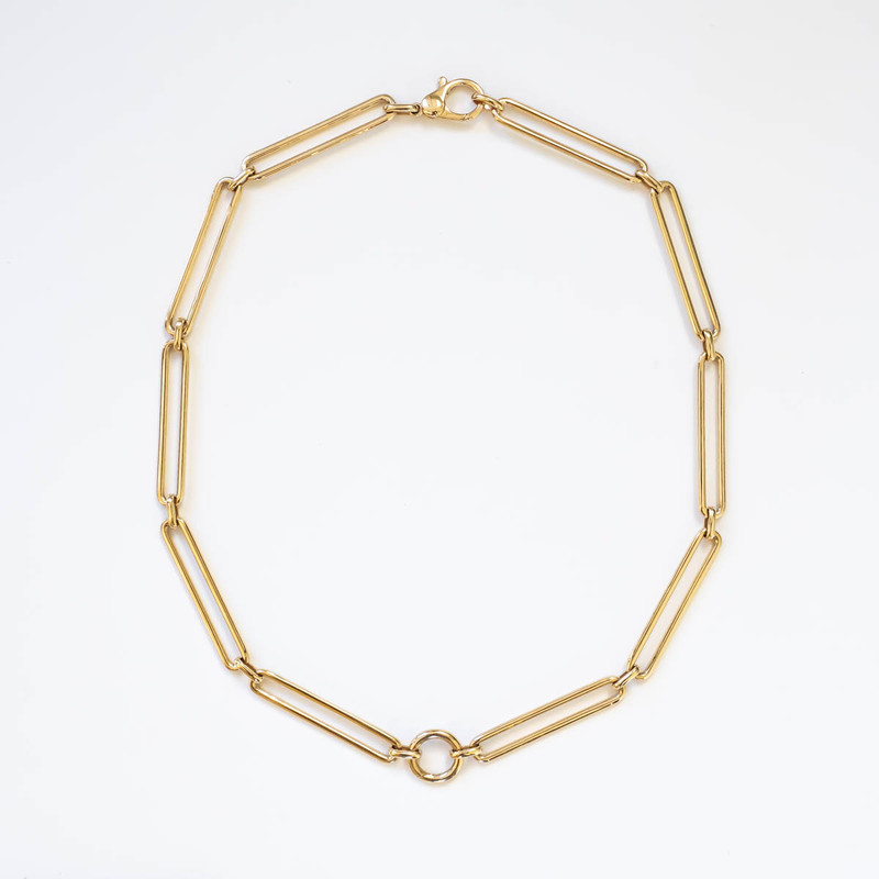 Amelia Trombone Link 14k Gold Charm Necklace