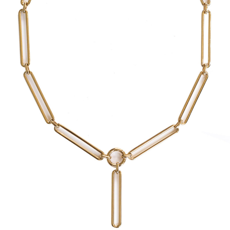 Gold Trombone Chain, Lariat Style, 14K