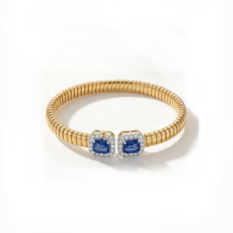 Tubogas Bracelet with Sapphires and Diamonds 18K Gold