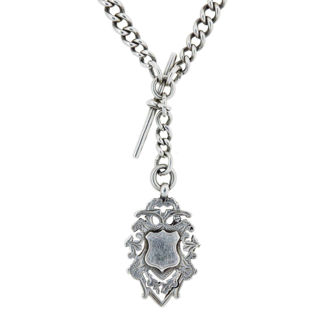 silver double albert watch chain