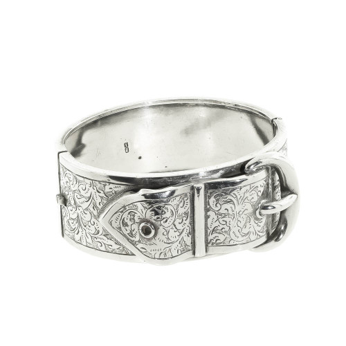 Victorian Silver Cuff In A Buckle Motif