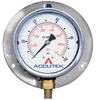 0-100 PSI  - 4" Liquid Filled - Stainless Case - Brass Stem Mount - Low Temp - Pressure Gauge w/Flange  PG-100SGRFLT