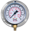 0-160 PSI  - 4" Liquid Filled - Stainless Case - Brass Stem Mount - Pressure Gauge w/Flange  PG-160SGRF