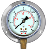 0-30 PSI  - 4" Liquid Filled - Stainless Case - Brass Stem Mount - Pressure Gauge w/Flange  PG-30SGRF