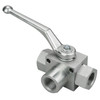 7/16"-20 Steel 7250 PSI Female ORB 3-Way Ball Valve   V01T11-04