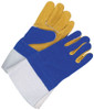 Split Cowhide Weld Glove Fleece Lined Backhand w/Gauntlet Blue/Gold  60-1-887