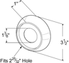 2-1/2" Round Lamp 45° Beveled Edge Recessed Open Hole Grommet - Black  91880