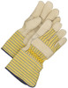 Grain Cowhide Canvasback Fitter Gauntlet Fleece Lined Yellow/Blue Stripe Patch Palm  40-1-2812EY5