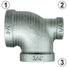 3/4 x 1/2 x 1/2" Sch. 40 Galvanized Iron Female NPT Reducing Tee  GI-101-EDD