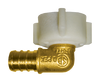 3/8 x 1/2" Lead Free Brass Pex Hose Barb - Female NPT Swivel 90° Elbow  LF-PEX-139FSPN-8D