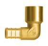 1/2 x 3/4" Lead Free Brass Pex Hose Barb - Female Sweat-On 90° Reducing Elbow  LF-PEX-139FSW-1014