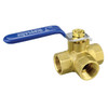 3/4" Brass 400 PSI Female NPT 3-Way Ball Valve  V203-075