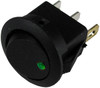 SPST Green Round Rocker On-Off Switch w/LED  9415-3-36