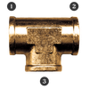 1 x 3/4 x 3/4" Cast Brass Female NPT Reducing Tee  101-HEE