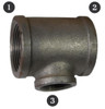 2 x 2 x 3/4" Sch. 40 Black Iron Female NPT Reducing Tee  BI-101-ME