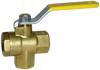 1/4" Forged Brass 100/500 PSI Female NPT 3-Way Ball Valve  BV2101T-B