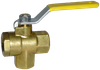 3/8" Forged Brass 100/500 PSI Female NPT 3-Way Ball Valve  BV2101T-C