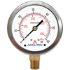 0-1000 PSI  - 2-1/2" Dry - Stainless Case - Brass Stem Mount - Pressure Gauge  PG-1000ZRSD25