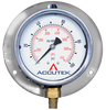 0-100 PSI  - 4" Liquid Filled - Stainless Case - Brass Stem Mount - Low Temp - Pressure Gauge w/Flange  PG-100SGRFLT