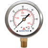 0-5000 PSI  - 2-1/2" Dry - Stainless Case - Brass Stem Mount - Pressure Gauge  PG-5000ZRSD25
