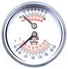 0-55 PSI  - 3-1/2" Dry - Steel Case - Brass Center Back Mount - Temperature & PSI Tridicator  PG-55/250CTR35-D
