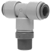 3/8 x 3/8 x 3/8" JG® Grey Acetal Push-To-Connect - Push-To-Connect - Male NPT Swivel Tee  PI101223S