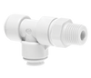 3/8 x 3/8" JG® White Polypropylene Push-To-Connect - Male NPT Swivel - Push-To-Connect Run Tee  PP111223W