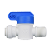 1/4 x 1/4" JG® White Polypropylene Push-To-Connect - Male NPT Shut Off Valve  PPSV010822W