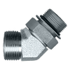 9/16"-18 x 7/16"-20  Steel Male ORFS - Male ORB 45° Elbow  S3974-4