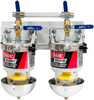 Two Marine Diesel Fuel Filter/Water Separators Manifolded with Shut-Off Valves  100-MMV