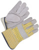 Winter Ladies Split Cowhide Canvasback Fitter Fleece Lined Yellow/Blue Stripe   30-9-273W