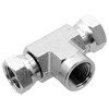 1/8 x 1/8 x 1/8" Steel Female NPT - Female NPSM - Female NSPM Swivel Tee  06T068-02-02