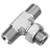 1/4 x 1/4 x 1/4" Steel Male BSPP - Male BSPP- Male BSPP Port Tee   36T36A-04-04