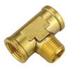 1/4" Brass Female NPT - Female NPT - Male NPT Tee   G08T86B-04-04