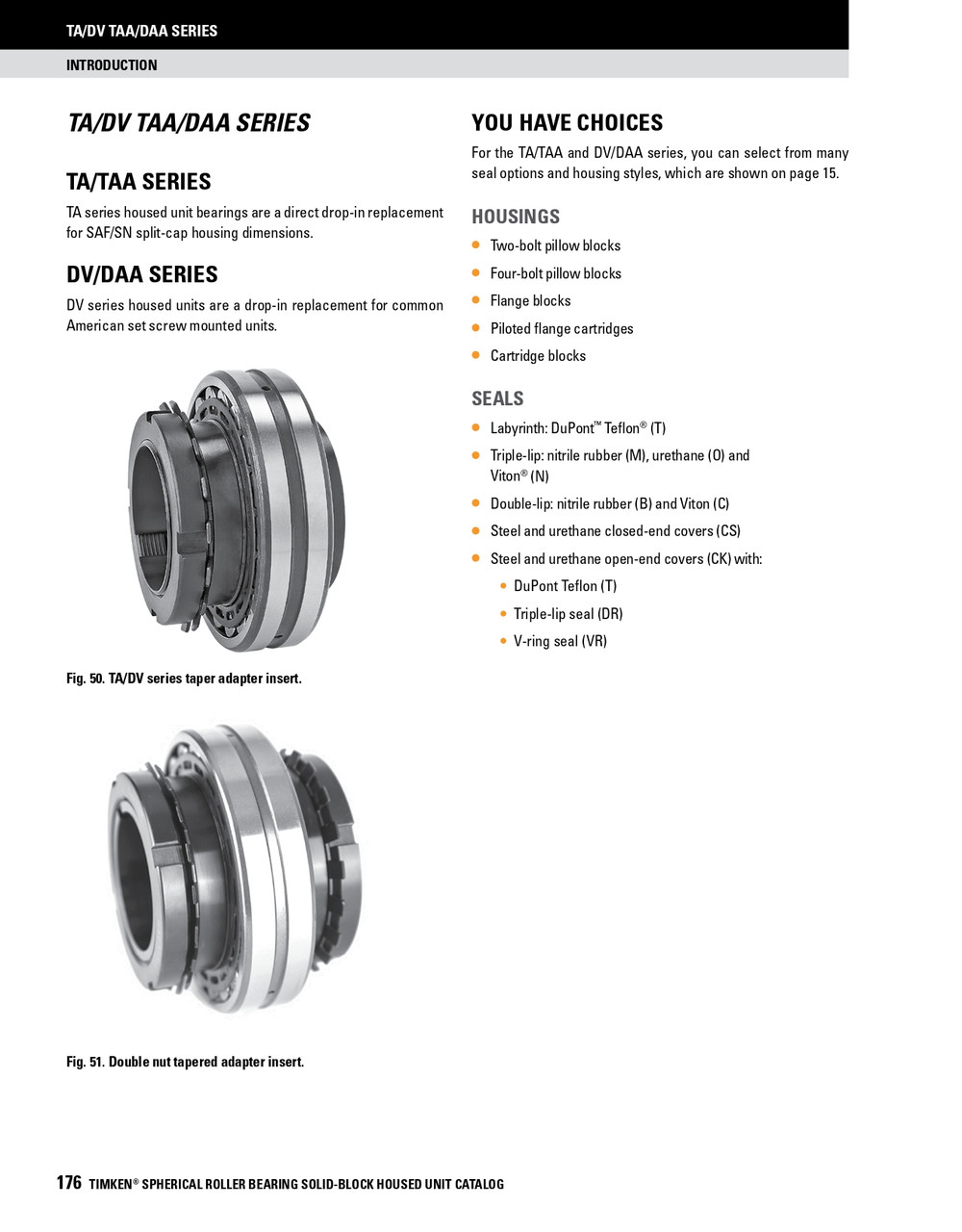 1-1/2" Timken DV Replacement Bearing & Seal Kit - Taper Lock Adapter - Teflon Labyrinth Seals  DV108KITST