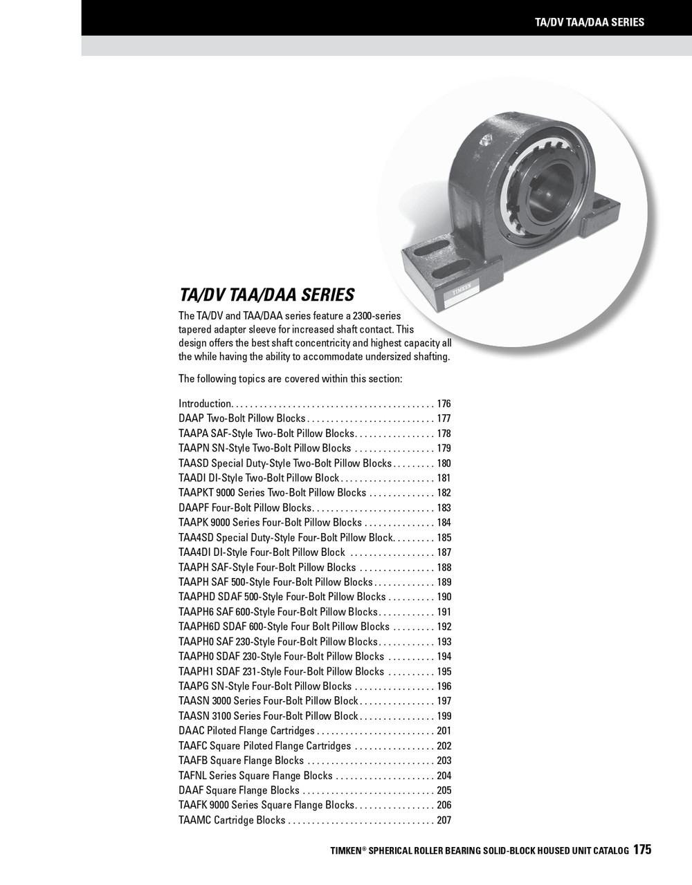 70mm Timken TA Replacement Bearing & Seal Kit - Taper Lock Adapter - Double Lip Nitrile Seals  TA070KITSB
