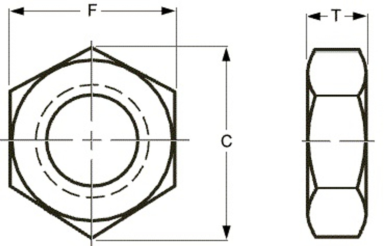 UNC Grade 2 Jam Nut - Plain Steel  329050 - 329350