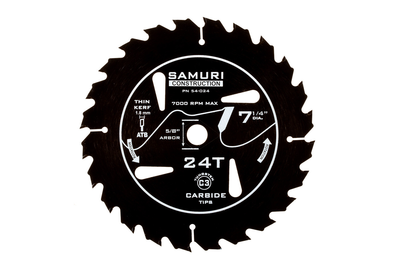 Samuri 7-1/4" @ 24T C3 Carbide Tipped Saw Blade  56026