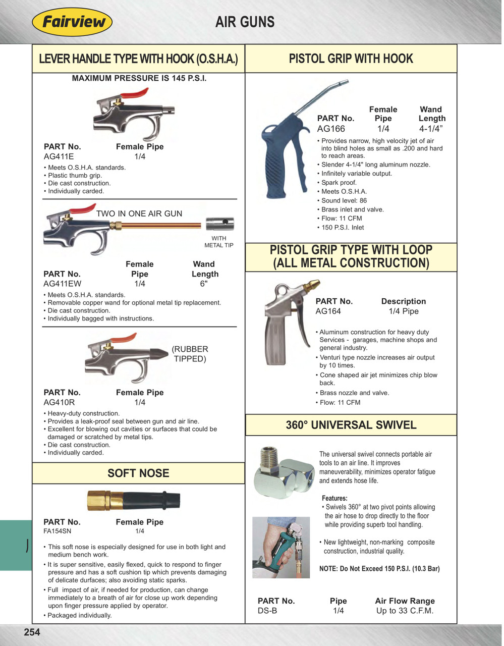 Die Cast Venturi Tip Thumb Grip Air Gun w/6" Wand  AG411EW