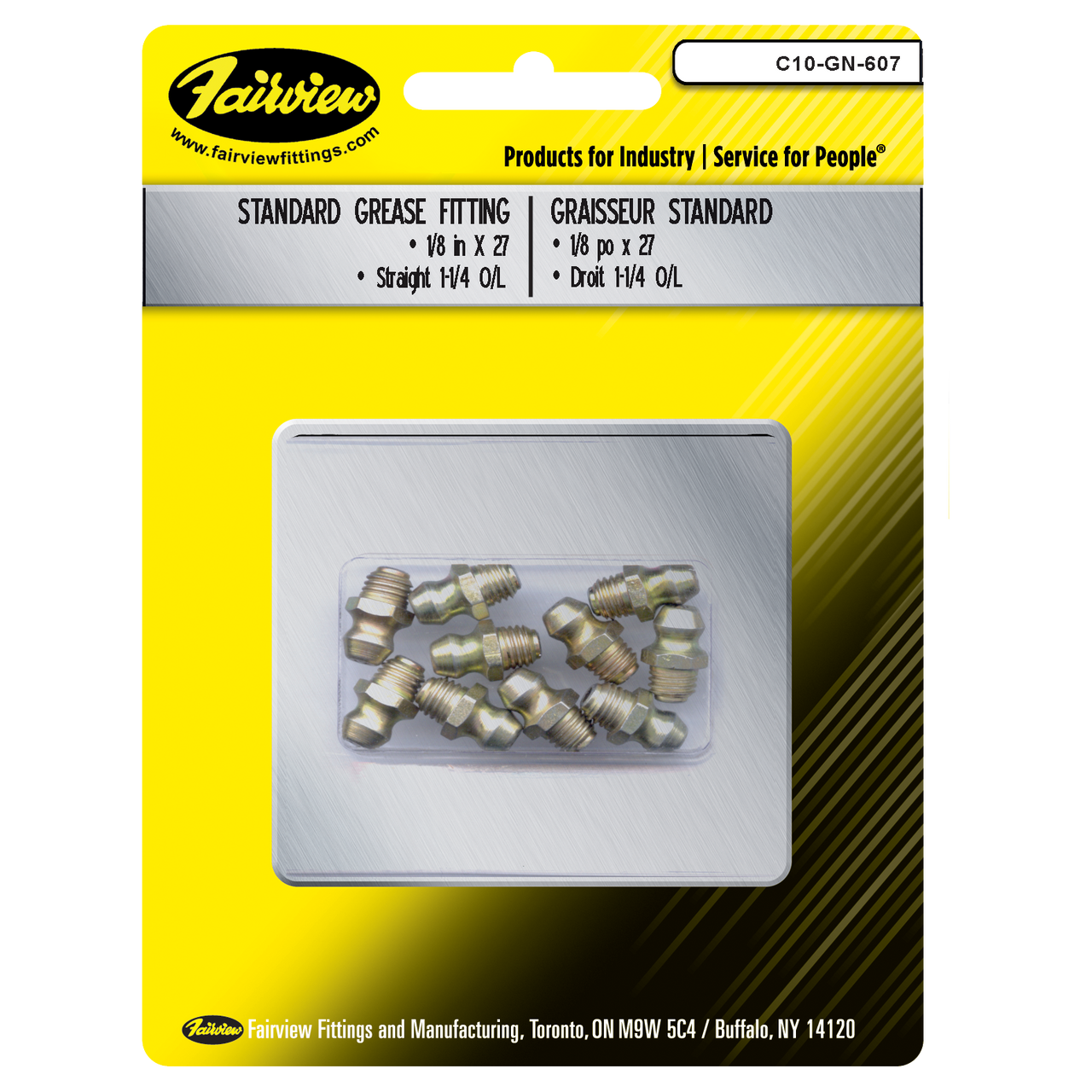 1/8-27" x .82" Steel Male NPT 90° Grease Nipple - 10 Pack  C10-GN-613