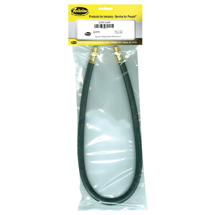 1/8 x 12" Brass Male NPT Rubber Grease Whip Hose  GWR-3-12