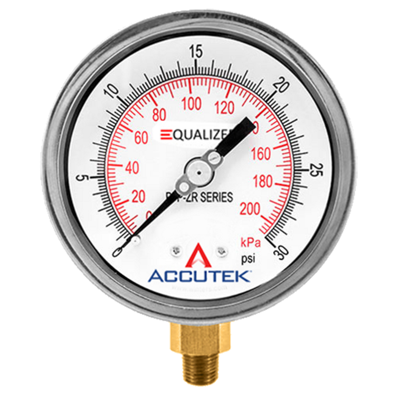 0-100 PSI  - 4" Dry - Stainless Case - Brass Stem Mount - Pressure Gauge  PG-100ZRSD4