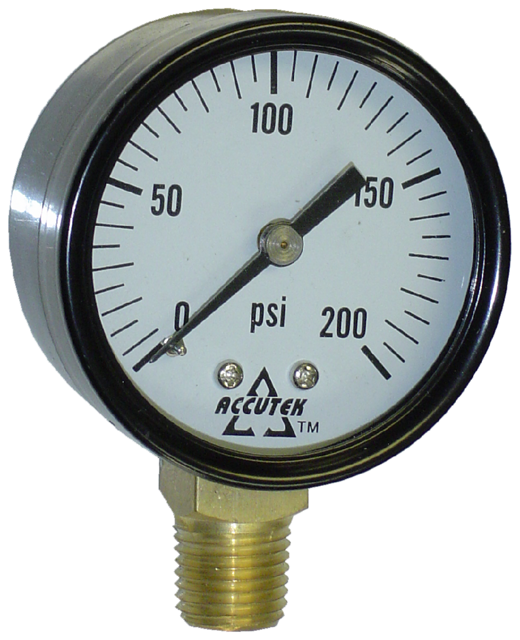 0-200 PSI  - 2-1/2" Dry - Steel Case - Brass Stem Mount - Pressure Gauge  PG-200SD25